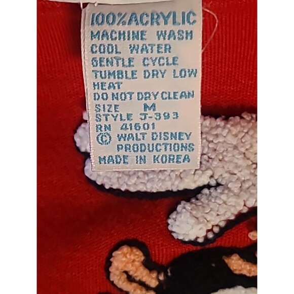 Sunday Comics Disney Fringe Top Minnie & Clarabelle Cow Yarn Graphic Knit VTG -M - Picture 5 of 13
